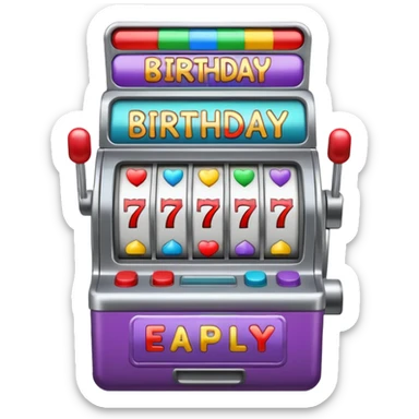 slot machine The sign says "birthday present." sticker