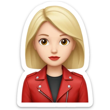 Motorbiker woman with red leather jacket sticker