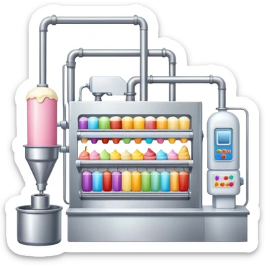 Ice cream factory with machines and production lines sticker