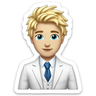 Posh-boy-with-white-suit-and-blue-eyes-and-rainbow-unicorn-hair sticker