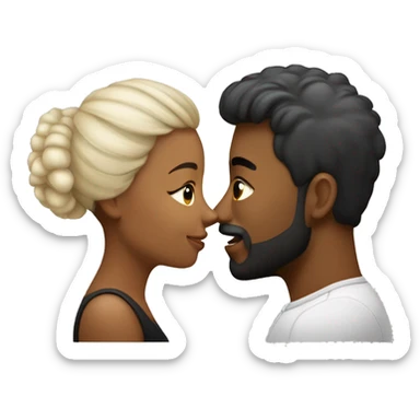 beso pareja mujer negra pelo corto y hombre blanco pelo lacio sticker