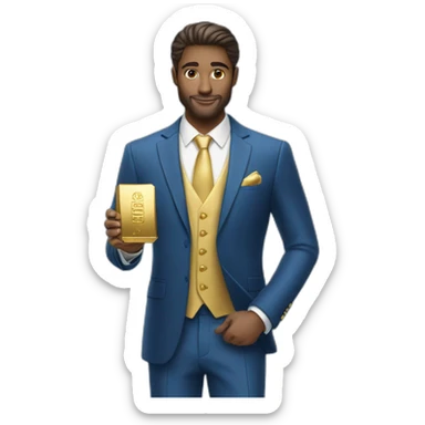 Posh-man-with-blue-suit-offering-goldbar sticker