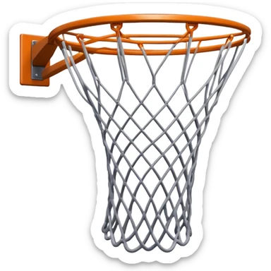Cinematic Realistic image of a basketball hoop with a detailed metal rim and intricately woven net, captured in dynamic lighting that evokes the charged atmosphere of a competitive court sticker