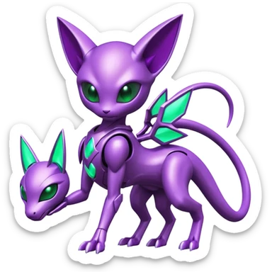 Futuristic armored cyber-Mewtwo-Sableye-Genesect-Deoxys-Espeon-alien-hybrid-fusion sticker