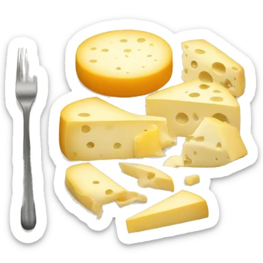 different cheeses with hidden faces on a plate sticker