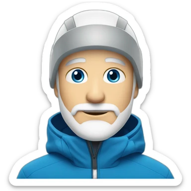fifty white Man white beard short hair blue eyes skier sticker