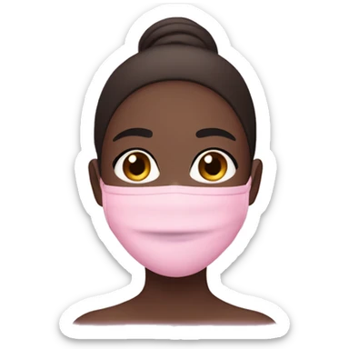 Pale girl with pink face mask in a pink towel with dark brown hair  sticker