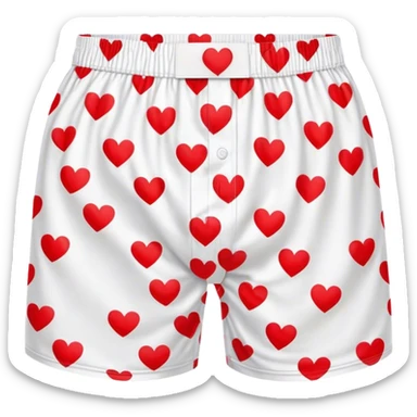 Red heart patterned white pair of boxers sticker