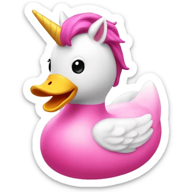 Rubber pink duck in form of a unicorn  sticker