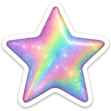 tiny star with a rainbow shimmer, glamorous and stylish, no background sticker