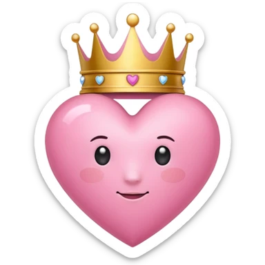 pink heart with a crown sticker