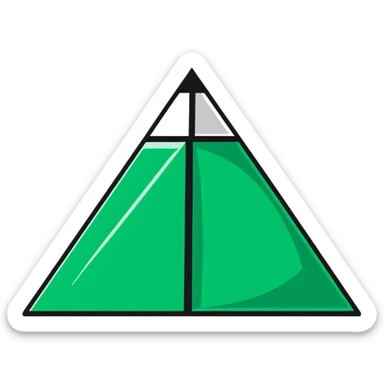 Maya pyramid in flat hieroglyphic style, perfect geometric triangular lines, strict white and deep green only, angular precise shapes sticker