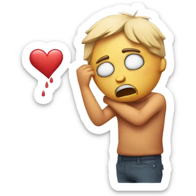 crying emoji with broken heart in pain in his arms  sticker