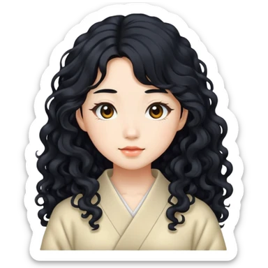 Japanese girl with long curly hair sticker
