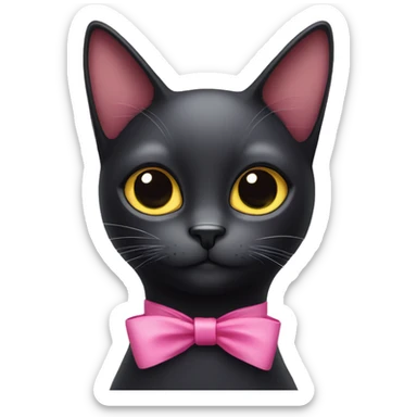 black cat with pink ribbon around neck sticker