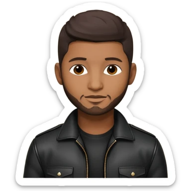 Usher with dark brown hair, black leather outfit sticker