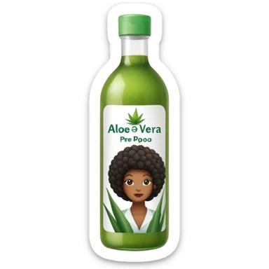 Bottle of Aloe Vera Pre-Poo. The label on the bottle should have a picture of a black woman with afro. sticker