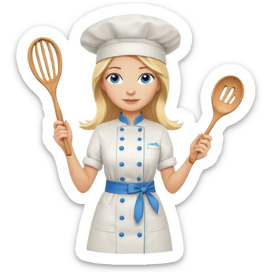 Full body 
Sexy Long Blonde hair blue eyed female chef sticker