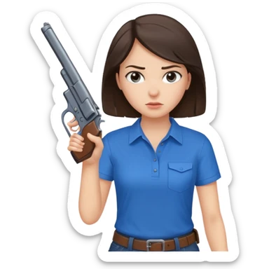 A pretty badass brunette girl who is about to kill herself witha gun sticker