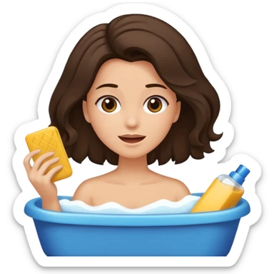 Faça uma mulher do cabelo cacheado 3b castanho escuro da cor parda se maquiando dormindo fazendo compras tomando banho Premium e finalizando o cabelo sticker