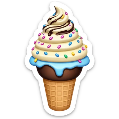 Ice cream with sprinkles and chocolate syrup sticker