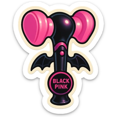 BLACKPINK-inspired gothic lightstick, no hearts, playful and stylish, black and pink colors sticker