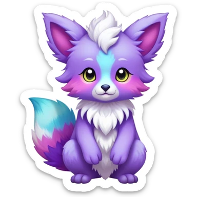 Kawaii bright fantasy ethereal anthro fursona Fakemon animal creature sticker