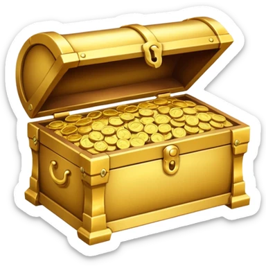 generate a image golden chest image filled with gold coins sticker