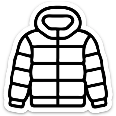 simple icon of a winter padded jacket, minimalistic style sticker