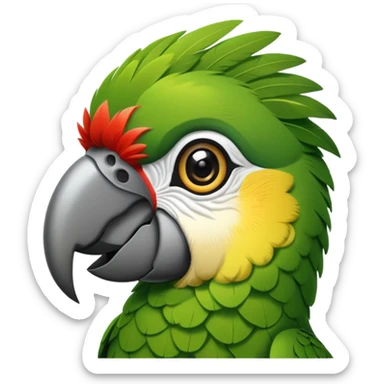 Green parrot face with right wing in a military-style salute sticker