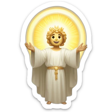 Emote of a white male divine figure with a radiant halo sticker