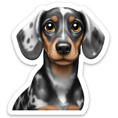 Black and silver merle mini dachshund  sticker