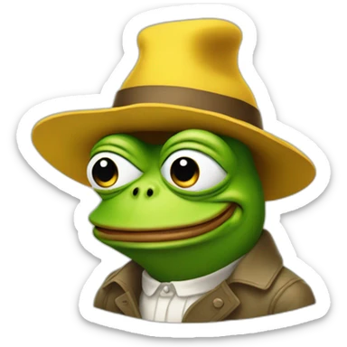 pepe the frog wearing a pointy yellow hat sticker