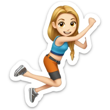 White girl with auburn ponytail climbing rock wall sticker