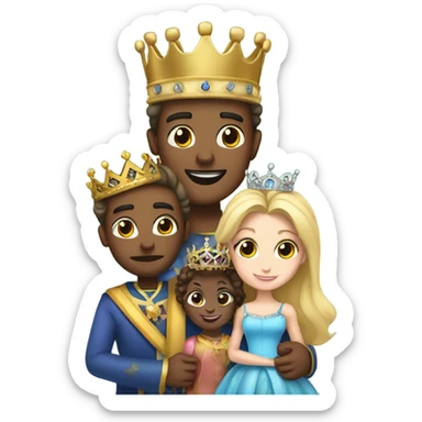 King and queen holding one prince and 2 princesses sticker