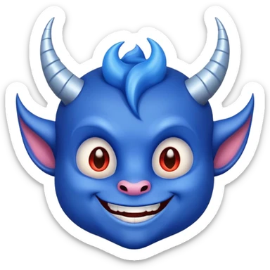 cute smiling blue devil with horns and a friendly face sticker