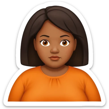 overweight black woman with organge blouse not smiling sticker