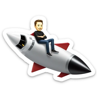 Elon Musk sitting on top of a flying space rocket sticker