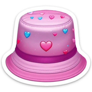 Pink ombre bucket hat with hearts and glitter sticker
