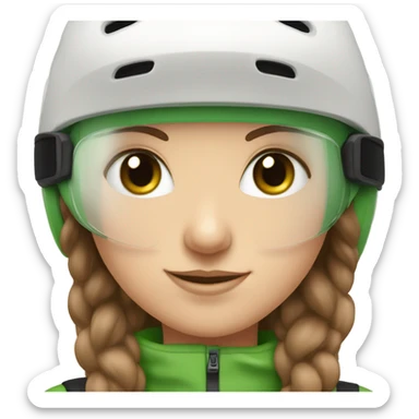 White Girl, Brown hair, Green Eyes, Ski Helmet, Smiling sticker