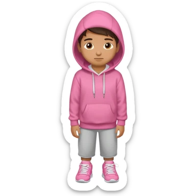 Kid Boy in pink hoodie and sneakers sticker