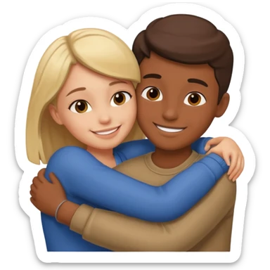 Girl hug a boy friend european bold sticker
