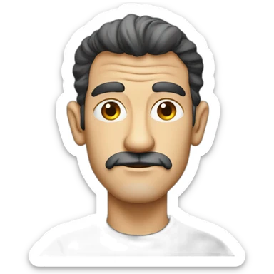 thin face antonio banderas cartoon wearing shirt sticker