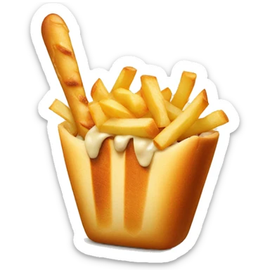 Poutine qui mange une baguette  sticker