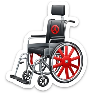 wheelchair with a red prohibition symbol sticker