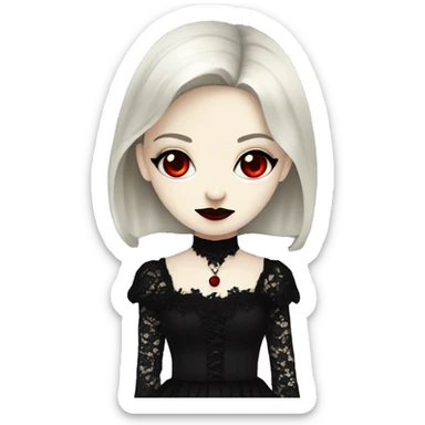 Emo vampire lady with pale skin and red eyes with black lace dress  sticker