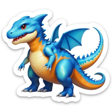 white blacks colorful gradient shiny glossy Fakémon-Digimon-orca-reptile-charizard-feraligatr-lizard-creature-hybrid (full body) sticker