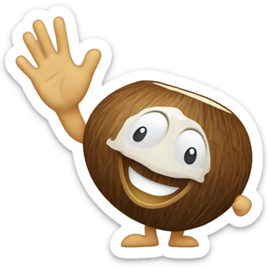 Happy clapping cartoon coconut sticker