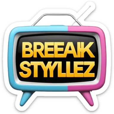 un gif texte qui défile  "BREAKSTYLEZ TV"  change de couleur sur fond noir sticker