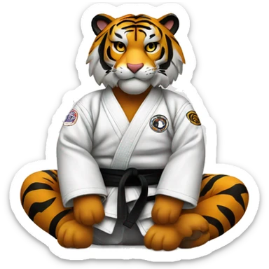Tiger sitting black belt jiu-jitsu  sticker